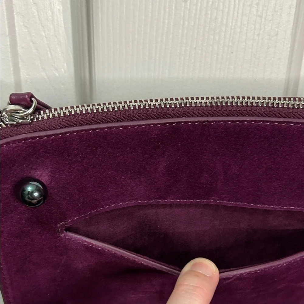 White House Black Market Purple Suede Crossbody Bag with Convertible Wristlet